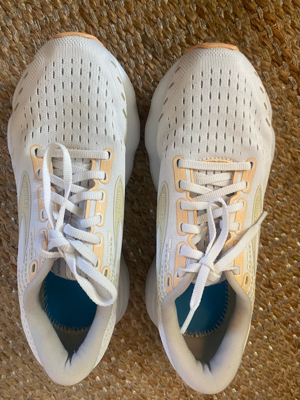 Brooks Glycerin 20 Women's Running Shoes Size 7.5 White Peach Grey NO INSOLES